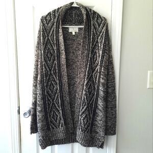 RUBY Moon Wool Blend Knit Cardigan Open Front Black & Gray Small